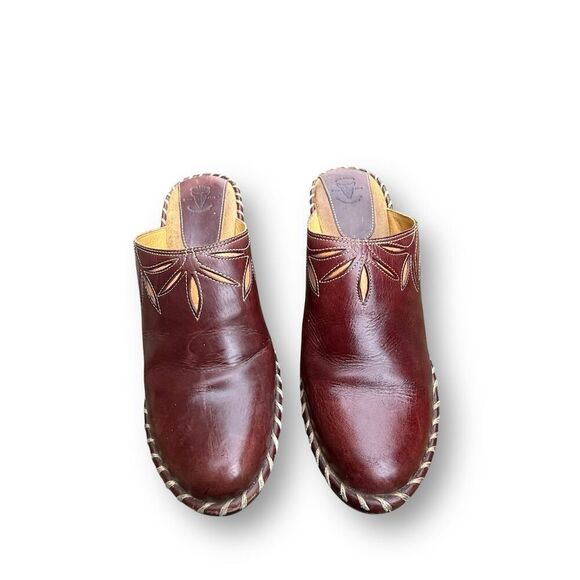 Frye Women's Charlotte Brown Leather Heeled Mule Clogs Size 8.5 boho - Picture 14 of 16